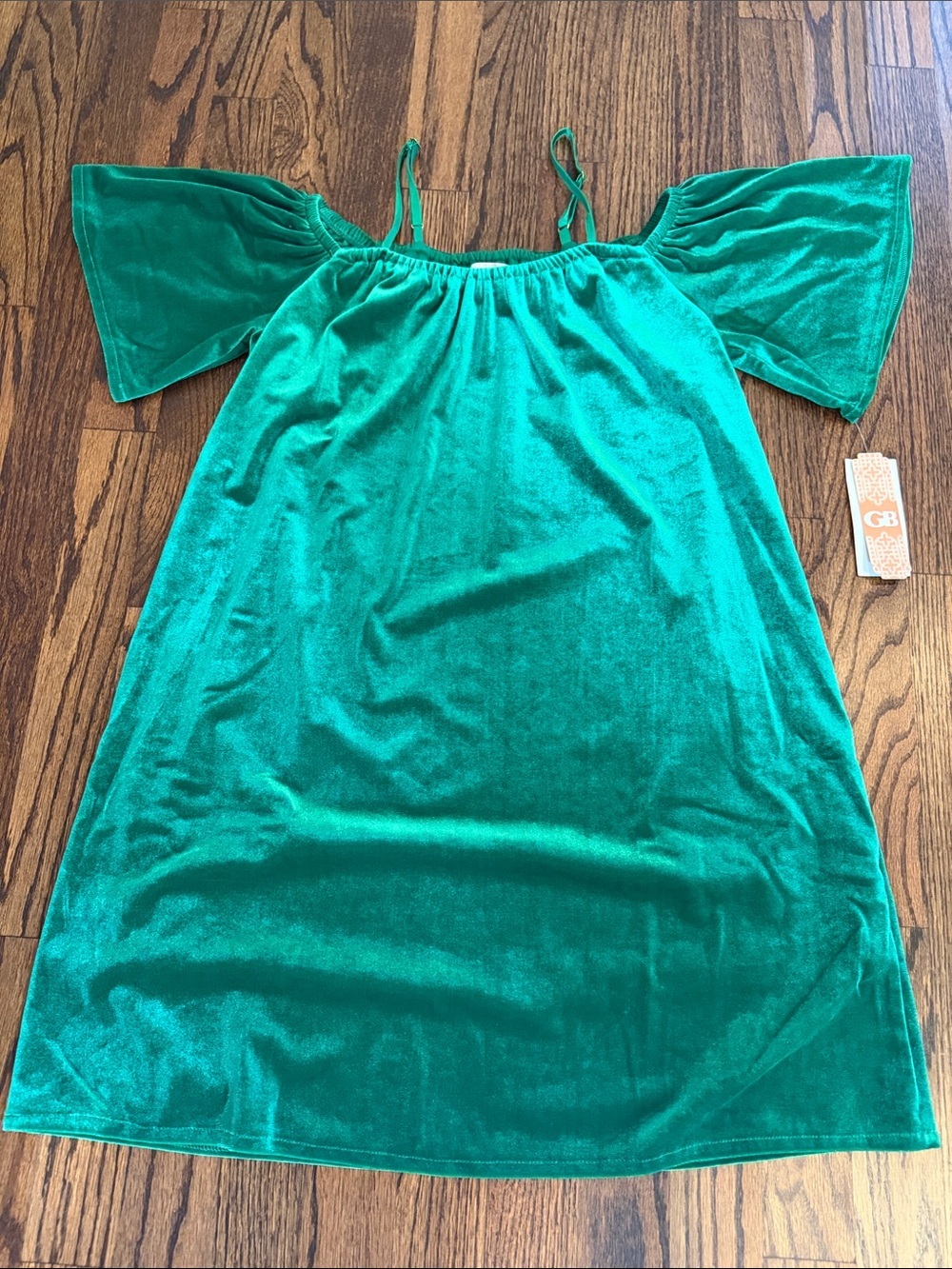 NWT GB Gianni Bini Emerald Green Velvet Off-Shoulder Dress